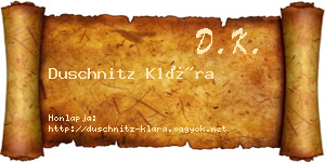 Duschnitz Klára névjegykártya